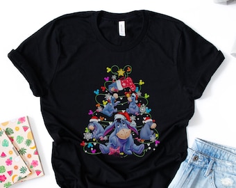 Eeyore Cute Christmas Shirt 2021, Eeyore Merry Christmas shirt, Christmas Gift, Snowmen, Snowflake, Santa Hat, Reindeer, Eeyore tee-J42