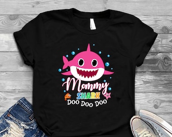 Mommy Shark Doo Doo  Doo Tee Shirt, Cute Mother Shark Shirt, Family  Shark shirt , Disney World Shirt, Disney Beach Shirt, Mom Shirt-03
