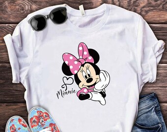 Camiseta Minnie Mouse, camisa fofa da Minnie Mouse, moletons da Minnie, camiseta da Disney Minnie, moletom da Minnie Mouse, camisa de presente para a família-45