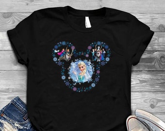 Camisa Disney Frozen Princess, Linda camisa Disney Elsa, Disney Mickey Ear Elsa, Anna, Kristoff, Olaf, Camisa Snowgies, camisa, Ju03