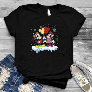 Disney Weihnachtsshirt, Süßes Mickey und Minnie Shirt, Weihnachtsmann Mütze, Schneeflocke Shirt, Weihnachten Urlaub, Familien party Shirt, Weihnachtsgeschenk31M