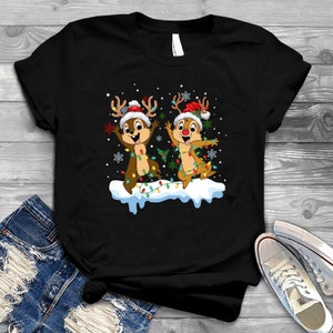 Disney Chip And Dale Christmas Shirt, Cute Christmas Couples Shirt, Family Matching Christmas Shirt,Unisex Couples gift shirt,reindeer tee80