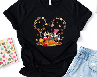 Mickey And Minnie Camisa de Acción de Gracias / Camisa de Acción de Gracias de Disney para Mujeres / Linda Camisa de Acción de Gracias / Camisa de Fiesta navideña / Camisa agradecida-160