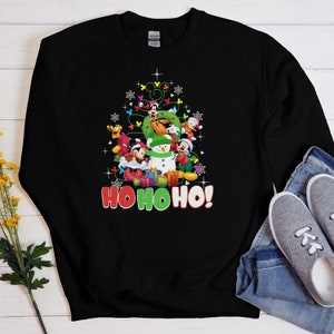 HO HO HO Pluto Christmas Shirt, Disney Christmas group shirt Vacation Shirt, Christmas Gifts 2021 Tee Mickey,Donald,snowman shirt J66