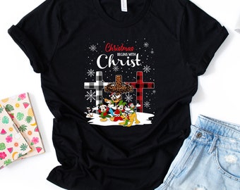 Disney Shirt/Christmas Begins With Christ Shirt/Sweatshirt I Love Jesus Christ Holiday Mickey/Pluto Shirt, Winter Trip Vacation Gift-218