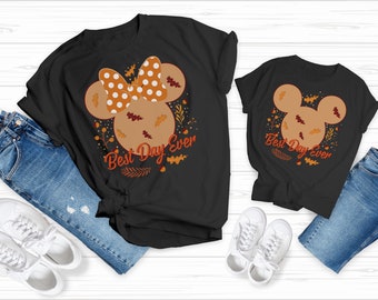Mejor día de Disney Thankful Shirt, Disney Minnie y Mickey Thanksgiving Shirt-Disney World Thanksgiving Tee-Fall shirt-Family MatchingN1