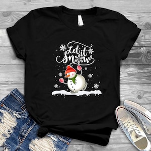 Let It Snow Disney Shirt, Cute Snow Man Shirt, Family Christmas Shirt,Holiday gift shirt,Snowflake, Snowman,Santa Hat Christmas Gift Tee-212
