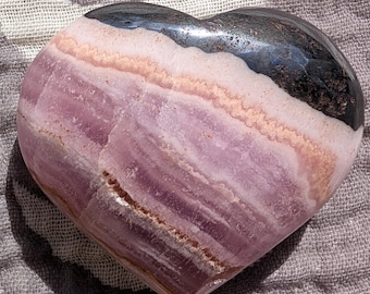 Pink Aragonite Heart Crystal: Polished Healing Stone from Pakistan
