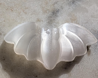 Selenite Mini Bat Crystal: 2" Carved Satin Spar, Halloween Decor