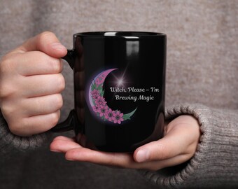 Witchy Pink Floral Coffee Mug: Boho Gothic Wiccan Cup