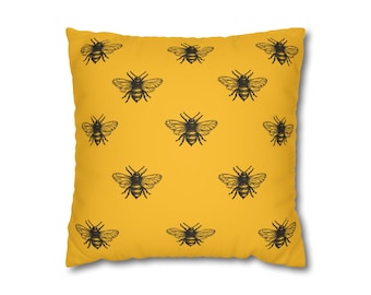 Bee Pillowcase: Faux Suede Accent Cushion for Nature Lovers