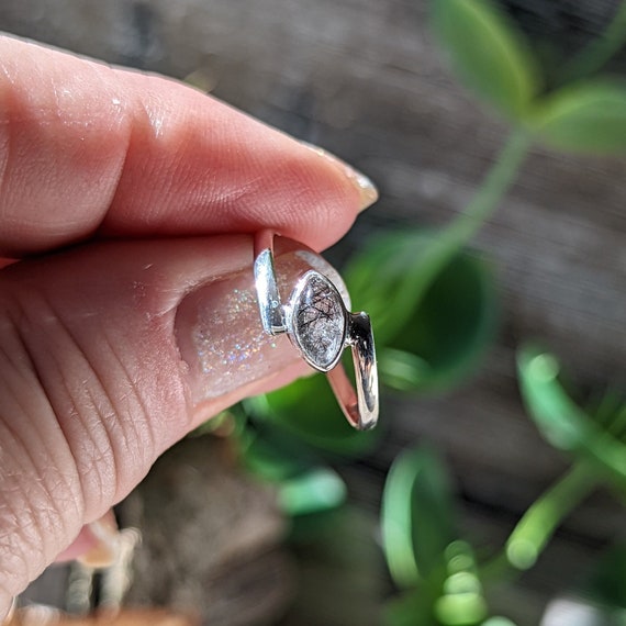 Tourmalated Quartz Ring – 925 Recycled Sterling Silver – Protection, Clarity, Balance – Consciously Sourced Sri Lanka