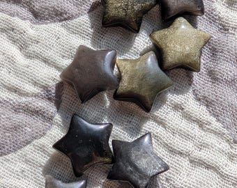 Mini Gold Sheen Obsidian Star: Crystal Decor, Gemstone Carving