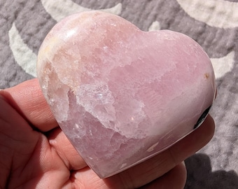 Pink Aragonite Heart Crystal: Polished Healing Stone from Pakistan