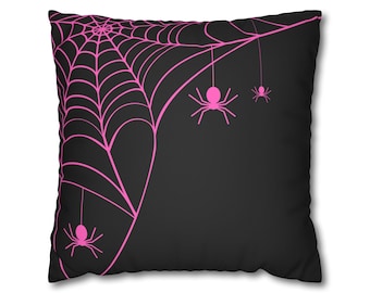Spooky Pink Spider Web Pillowcase: Halloween Home Decor