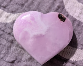 Pink Aragonite Heart: Polished Crystal Healing Stone, Pakistan