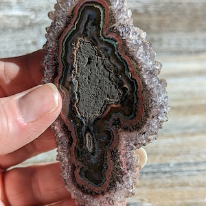 Pink Uruguayan Amethyst Stalactite Slice: Earthy Crystal Healing (32.4g)