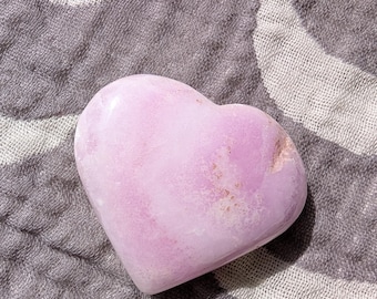 Pink Aragonite Heart: Polished Crystal Healing Stone, Pakistan
