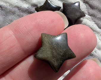Mini Gold Sheen Obsidian Star: Crystal Decor, Gemstone Carving