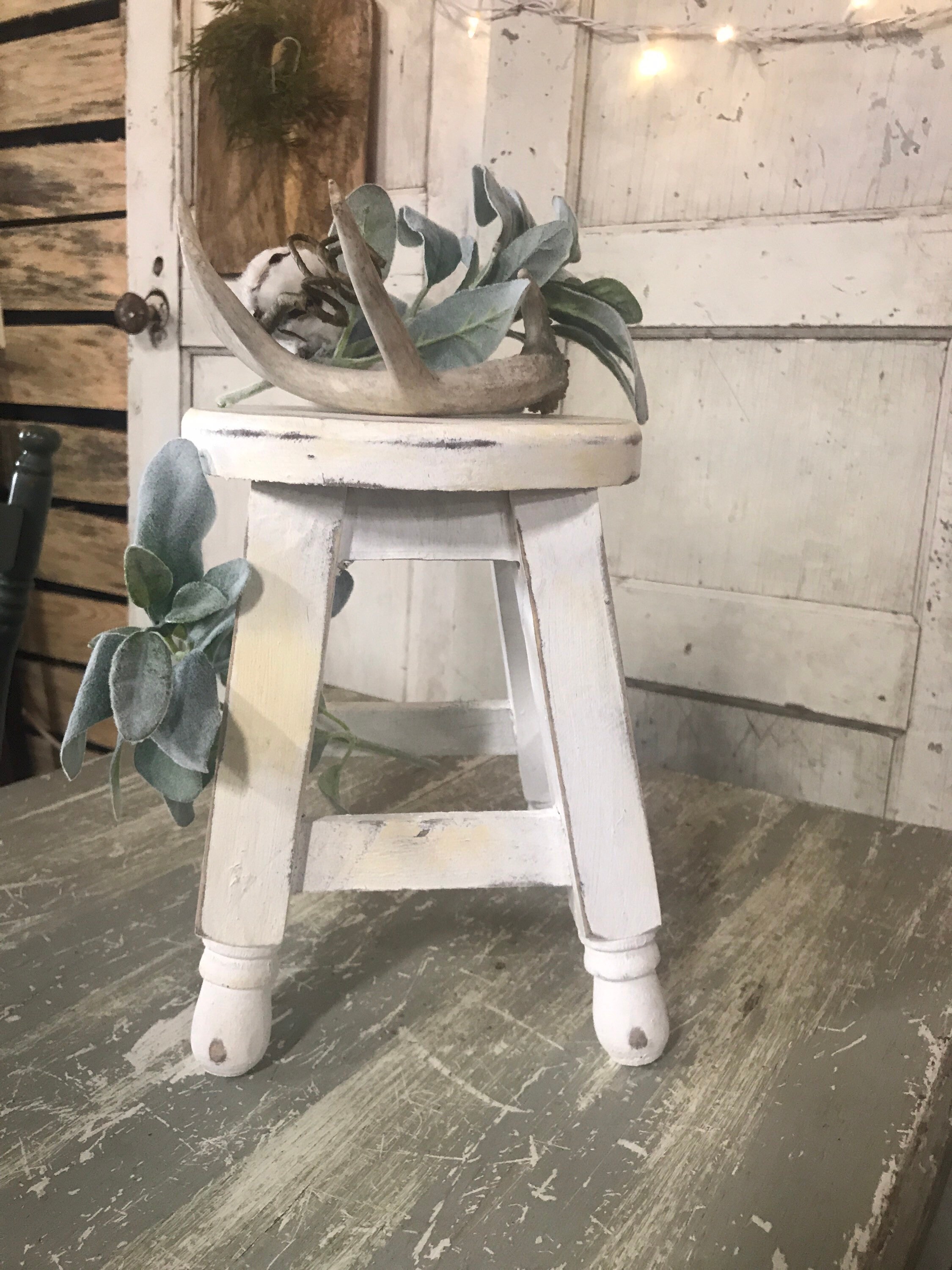 Small 10 Stepstool Display Wood Stool Prop White Etsy