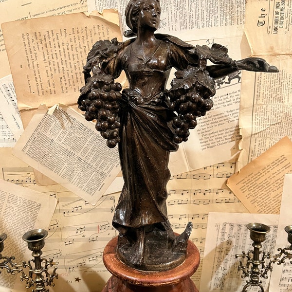 Bronze Sculpture Woman with Grapes