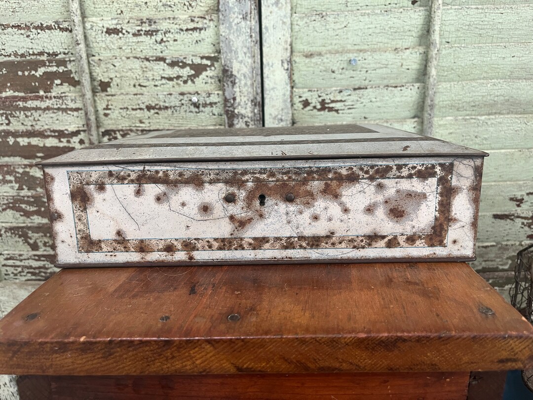 Antique European Tin Jewelry Box With Mirror Etsy