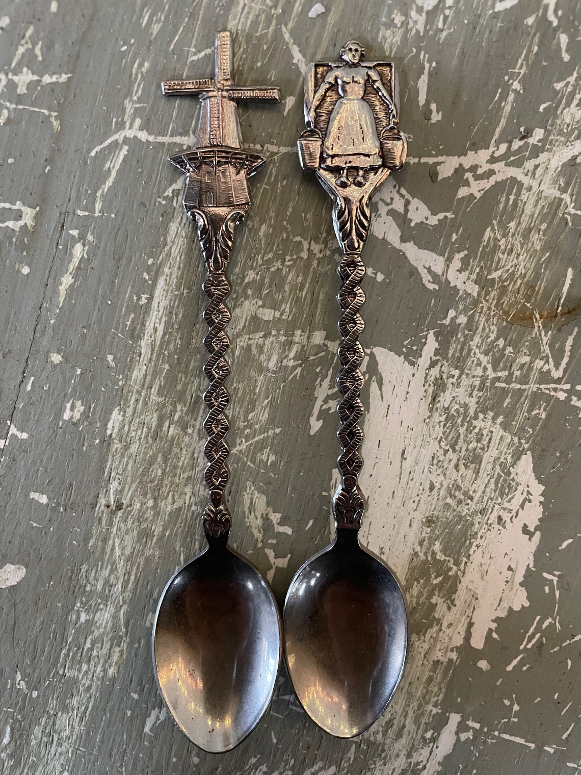 Vintage Windmill Souvenir Spoons Holland Dutch Silver Etsy