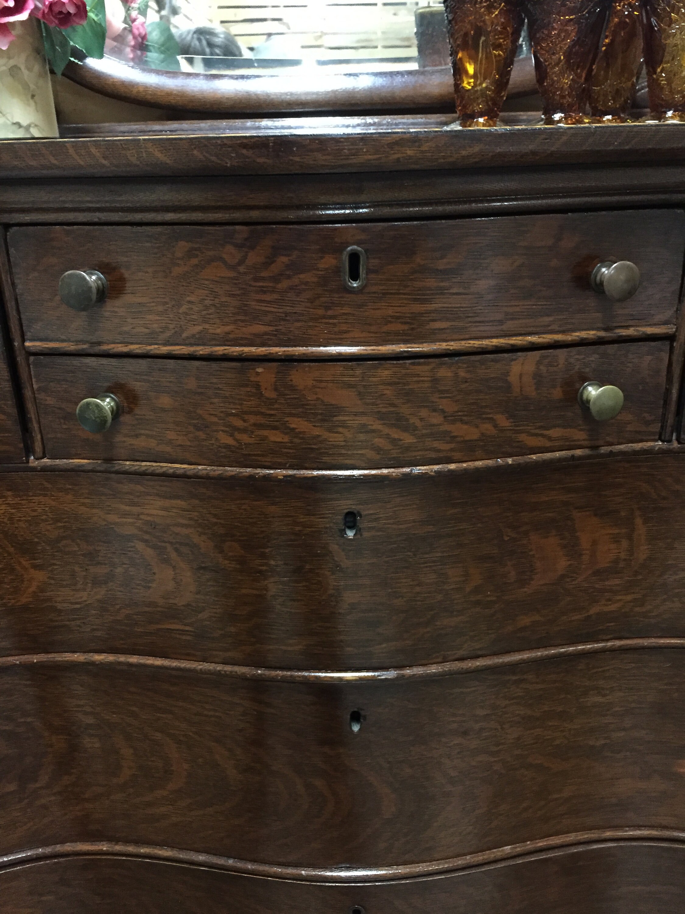 SALE Antique Chest of Drawers with Mirror Solid Oak Vintage Etsy