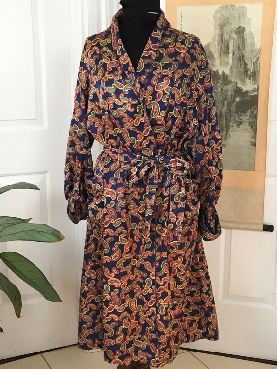 Mens Vintage 70's Paisley Satin Robe