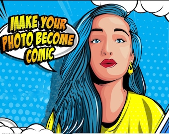 I will make colorful comic pop art from your photo,vector art,cartoon style,pop art cartoon,vintage stye comic pop art wpap art