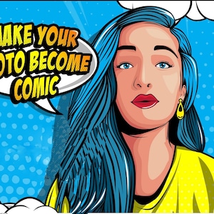 I will make colorful comic pop art from your photo,vector art,cartoon style,pop art cartoon,vintage stye comic pop art wpap art