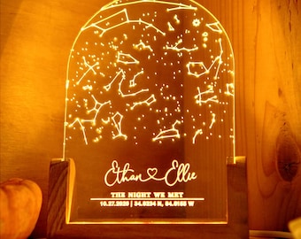 Personalized Constellation Chart Lamp, Custom Night Light, Bedroom Decor, Family Gift, Memorial Day