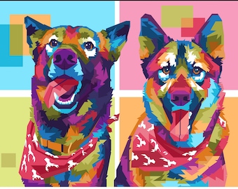 custom create your pet photo into awesome wpap pop art/wpap pop art portrait for gift to your pet lover or friend in framed or digital