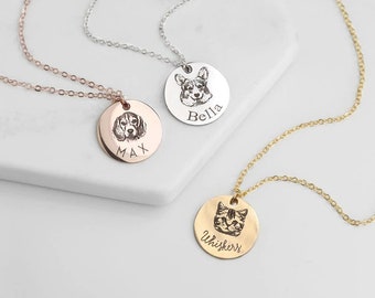 Pet Portrait Necklace Custom Pet Memorial Jewelry Dog Mom Gift Dog Memorial Necklace Pet Mom Dog