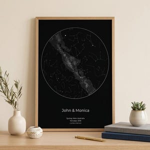 Impresión personalizada de mapa estelar, regalo de aniversario de "Noche en que nos conocimos", impresión de cielo nocturno, póster de mapa estelar, regalo de boda, impresión de constelación