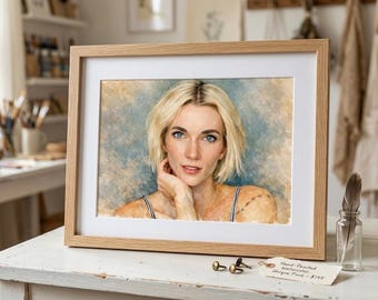 Pintura em aquarela a partir de foto, retrato personalizado de casal em aquarela, arte em tela para parede