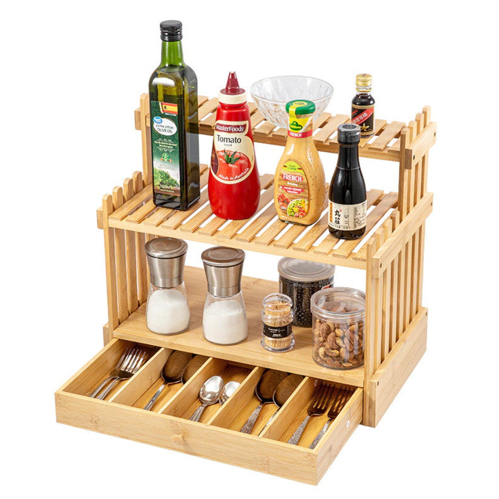 Bamboo Spice Rack Organizer Eco Friendly Wooden 2 Tiered Spice Etsy
