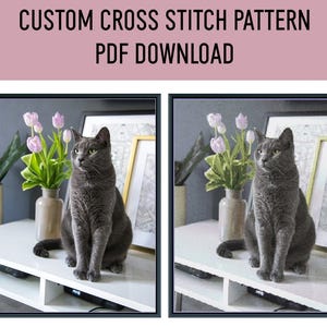 Custom Cross Stitch Pattern from Your Photo - PDF Digital Download Custom Made pattern from your photo PDF