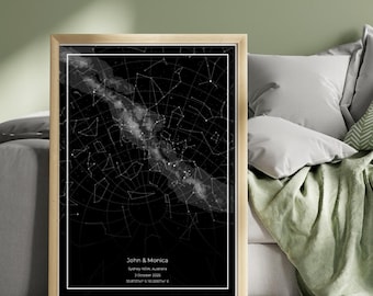Custom Star Map Print, Night We Met Anniversary Gift, Night Sky, Star Map Poster, Wedding Gift, Constellation Print