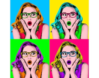 Colorful Custom Pop Art – Unique Portrait from Photo, ,Andy Warhol pop ,birthday Gift, Wedding Gift, Custom portrait,wpap art