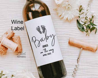 Pregnancy Announcement Wine Label - Baby Announcement to Grandparents - Gift Ideas to New Aunt - Gift Ideas  - Water Bottle Label