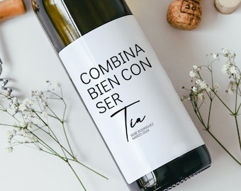 Spanish Pregnancy Announcement Wine Label - Baby Announcement to Grandparents - Gift Ideas to New Aunt - Gift Ideas -  Water Bottle Label