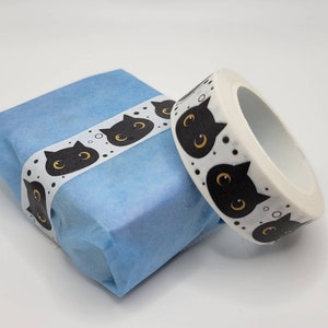 Black Cat Washi Tape / Kawaii Cartoon Washi Tape / Cute Masking Tape / BUJO / Stocking Stuffer For Crafter / Pen Pal Gift / Cat Lover Gift