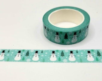 Cute Trees and Snowman Washi Tape / Holiday Washi Tape / Winter Washi / Festive Masking Tape / Christmas Snow Washi / Card Making / BUJO