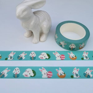 IMPERFECT- Washi-tape met paashaas / Afplaktape / Washi-tape met paaseieren / Decoratieve tape / Washi met wit konijn / Paasbriefpapier /