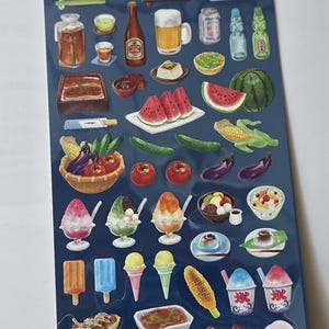 Summer Food Stickers / Mindwave Stickers / Cute Japanese Stickers / Fruit Stickers / BUJO or Planner / Sticker Lover Gift / Drinks Stickers