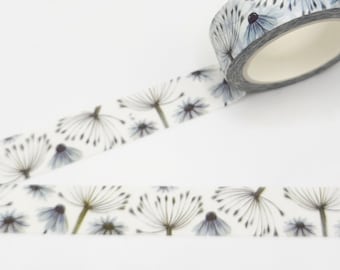 Dandelions and Daisies Washi Tape / Botanical Washi Tape / Nature Washi Tape / Floral Masking Tape / Junk Journal or BUJO / Pen Pal Gift