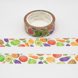 Cute World Craft Vegetables Washi Tape / Fresh Produce Washi / Pen Pal Gift / BUJO or Planner / Colorful Food Washi Tape / Summer Washi Tape