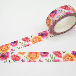 Peony Floral Washi Tape: Colorful Planner Embellishment