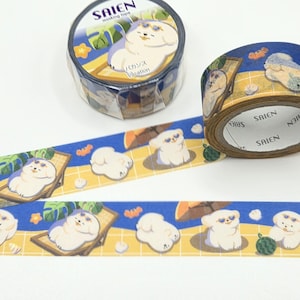 Saien Vacation Dog Washi Tape / Pampered Pet Washi / Cute Animal Washi / Pen Pal Gift / BUJO or Planner / Japanese Washi  / Dog Lover Gift